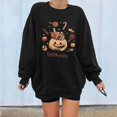 thumbnail image 2 of Pullovers d'Halloween pour Femmes Manches Longues Chandails en Molleton Squelette Drôle Citrouille, 2 of 5