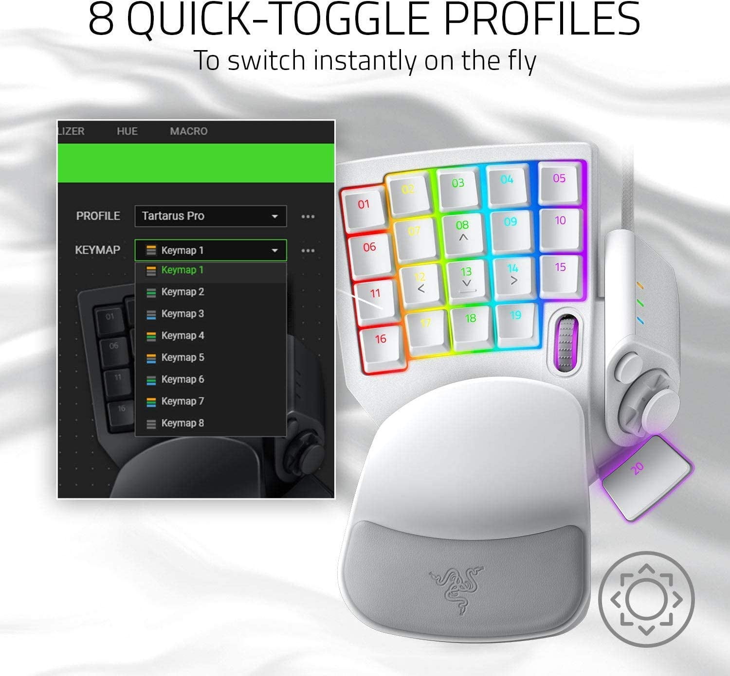 Razer Tartarus Pro Mercury White Left Hand Keypad, 20 Analog