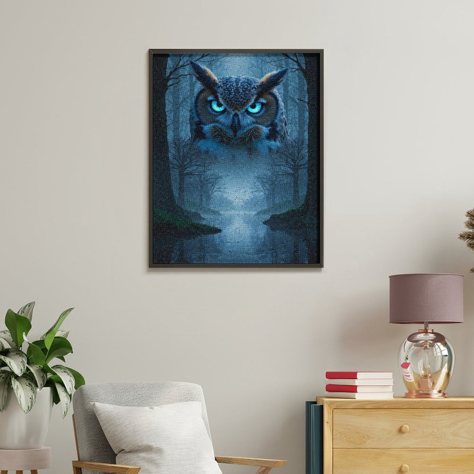 Paint by Numbers Kit for Adults, Eerie Owl Mystical Forest Night Paint by Numbers, Easy Paint by Numbers Kit for Adults Beginner, DIY Adult Paint by Number Kits on Canvas, Home Decor