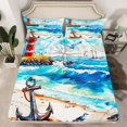 thumbnail image 2 of Erosebridal Nautical Sailing Sheet Set Full, Coastal Sea Bedding Sets Full Size, Retro Anchor Compass Decor, 2 of 7