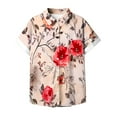 thumbnail image 5 of DeHolifer Shirt for Women Floral Print Turndown Collar Short Sleeve Button Loose Casual Blouse Shirt Hot Pink XL, 5 of 5