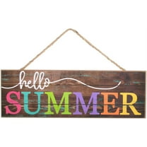 Rustic Wooden Hello Summer Sign - 15" x 5", Wood Wall Decor, Porch, Front Door, Summer Camp, Beach, Wreath, Swag, Office, Garland, Home, Kitchen, School, Fundraiser