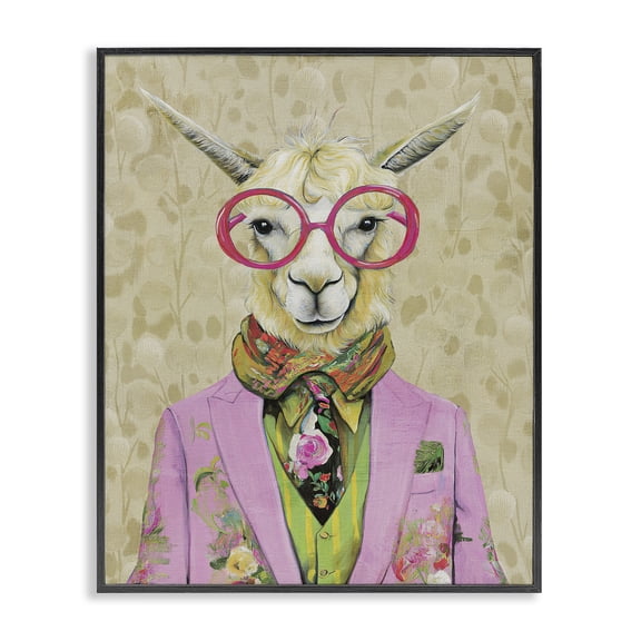 Stupell Industries Eclectic Stylish Llama with Glasses Black Framed Giclee Art, 11 x 14, by Svetlana Aleynikova