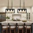 thumbnail image 3 of KEESFU 3-Light Black Farmhouse Kitchen Island Pendant Lighting, Industrial Open Cage Ceiling Fixture with Adjustable Chain for Dining Table, Foyer & Living Room, 3 of 7