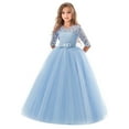 thumbnail image 2 of ZHUASHUM girls dresses Formal Party For Kids Dresses Tulle Gown Pageant Wedding Flower Puffy Prom Dress Bridesmaid Lace Skirt easter clothes Blue,Size:11-12 Years, 2 of 4