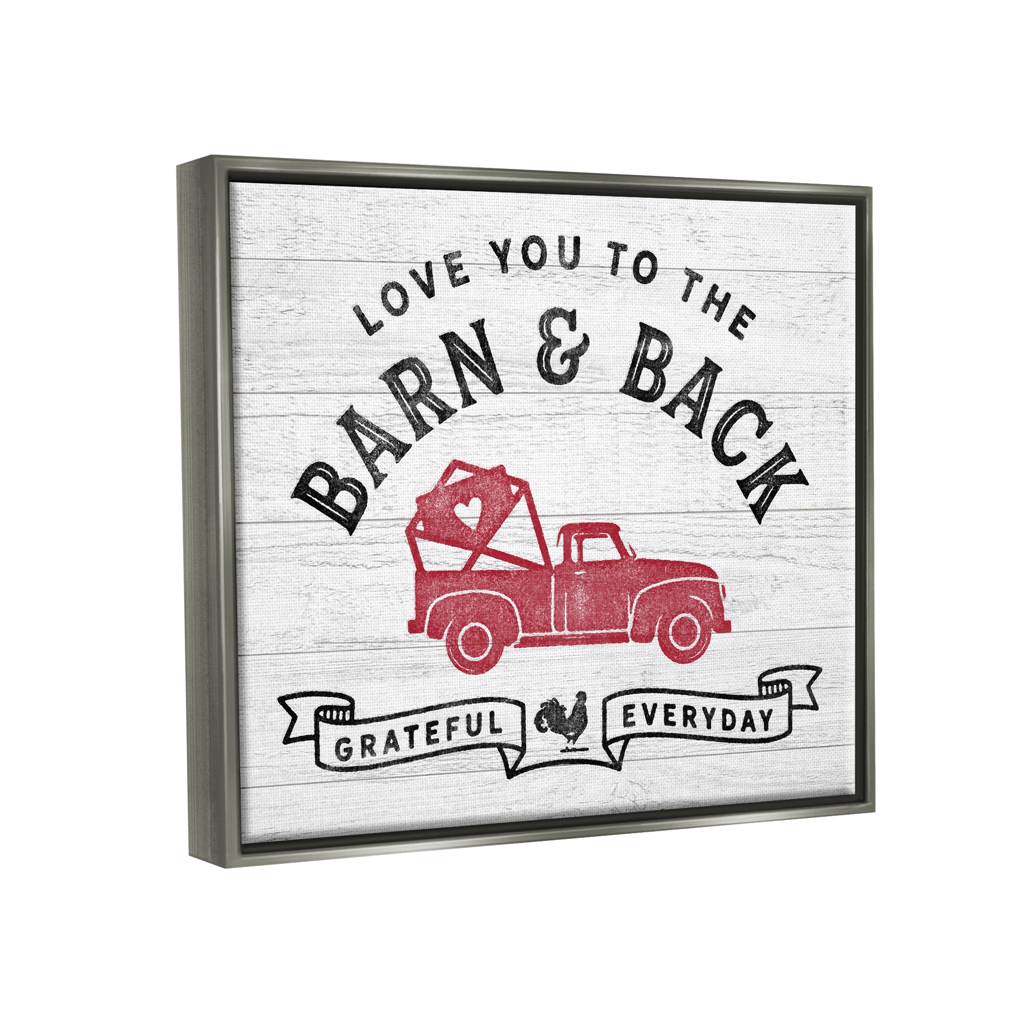 Stupell Industries Farmhouse Love You Phrase Inspirational Painting Gray Floater Framed Art Print Wall Art, 21 x 17