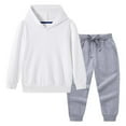 thumbnail image 2 of Toddlers and Kids Sweatsuits 2 Piece Tracksuit Hoodie and Jogger Pant Sets Boys Girls 12M-11Y Fall Sports Outfits (12 Months, White 01), 2 of 7