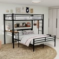 thumbnail image 4 of Harper & Bright Designs Twin Over Full Bunk Bed with Storage Shelves, Heavy-Duty Metal Bunk Bed Frame with Ladder and Under Bed Space, Black, 4 of 15