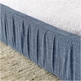 thumbnail image 6 of Queen Upholstered Platform Bed with Storage Space, Dark Blue Chenille Fabric Headboard, Modern Low Profile Bed Frame, No Box Spring Needed, 6 of 10