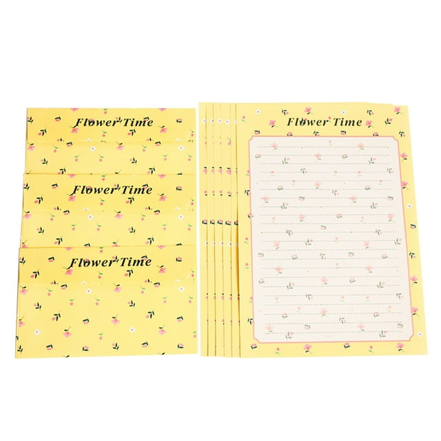 MasteelfCA 36PCS Floral Pattern Envelopes and Letter Papers Lovely Writing Stationery Envelopes Kit (Yellow Flower)