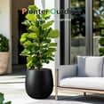 thumbnail image 4 of Oval Concrete Planter Outdoor, Large Cement Plant Pots Indoor for Trees Flowers (Black, 18.5 inch), 4 of 12