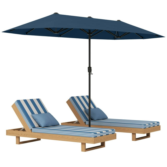 Gymax Parasol de Patio Double Face de 13 Pi, Grand Parasol d'Extérieur Format Jumeau, Bleu Marine