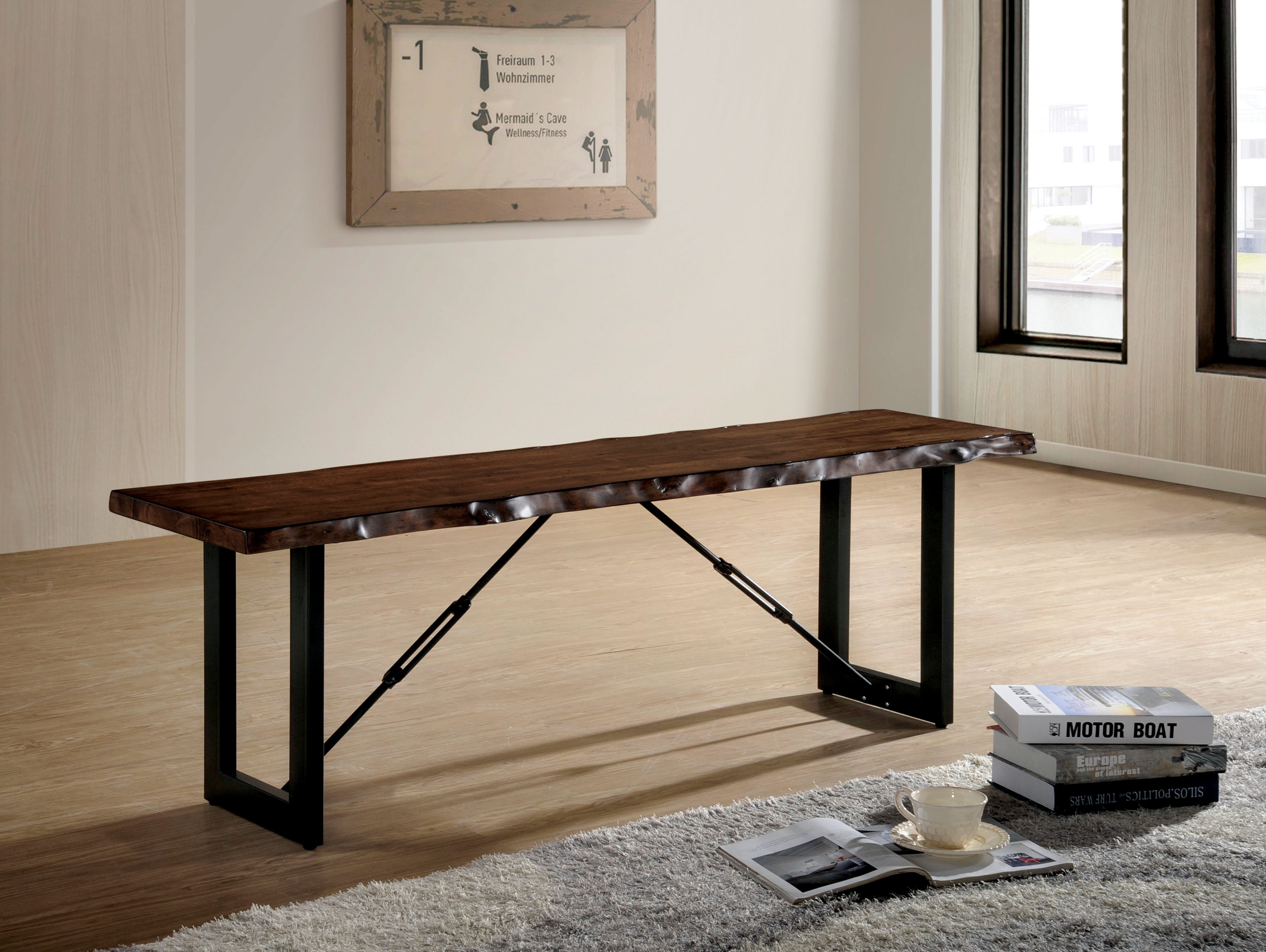 Furniture of America Jared 5 Piece Rustic Dining Table Set, Walnut Finish
