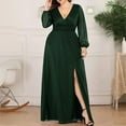 thumbnail image 2 of gakvbuo Fall Dresses for Women 2022 Fashion Women Sexy Plus Size V Neck Long Sleeve Solid Splicing Perspective Sequin Dress Party Dress, 2 of 9