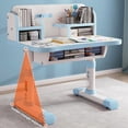 thumbnail image 3 of YNCE Kids Desk and Chair Set, Study Table and Chair, Desk for Kids, Children's Desks with Golden Distance Design, Homeschooling Writing Desk with Desktop for Boys and Girls, 3 of 10