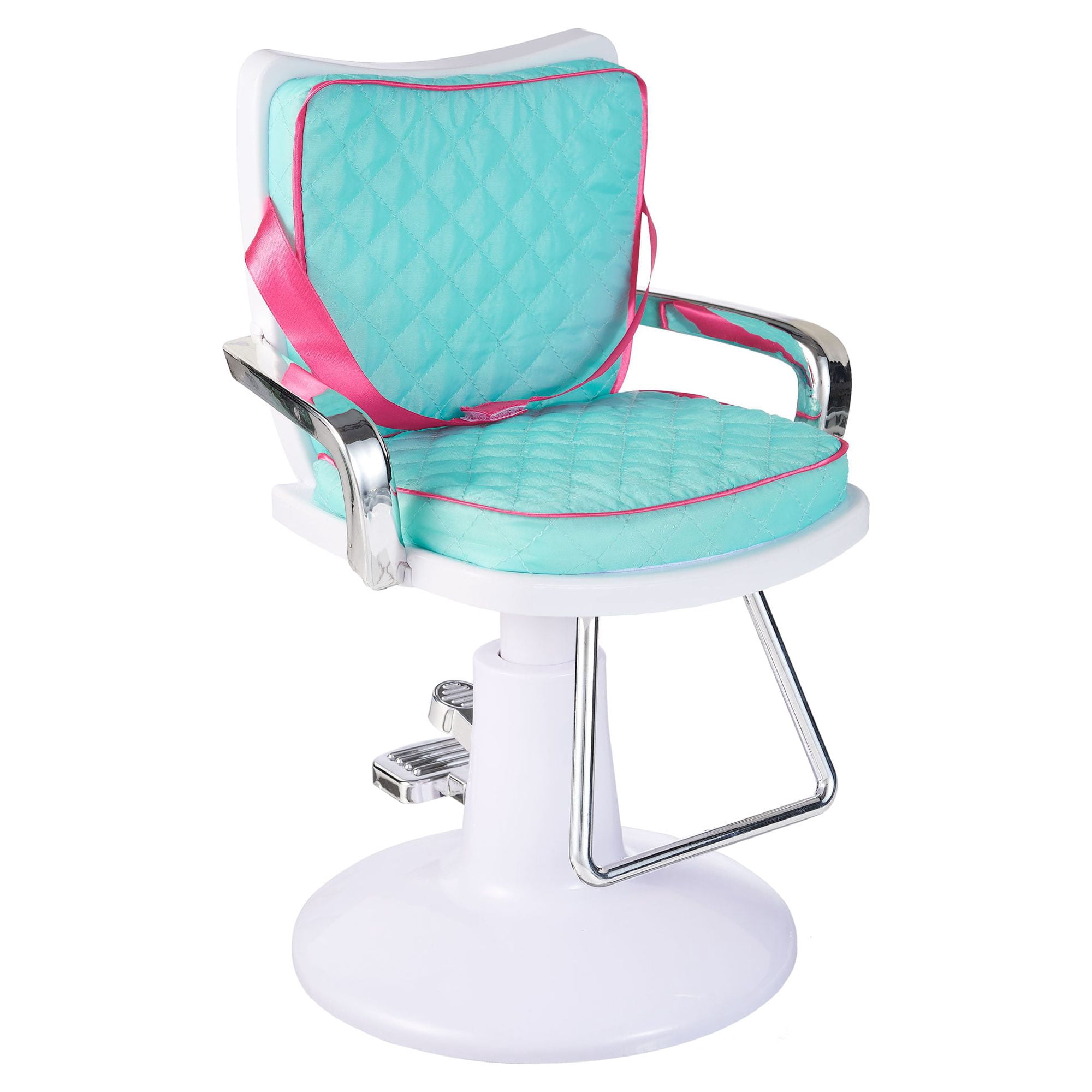 My Life As Salon Chair for 18” Dolls, 1 Piece, Blue, Pink, White, and Chrome