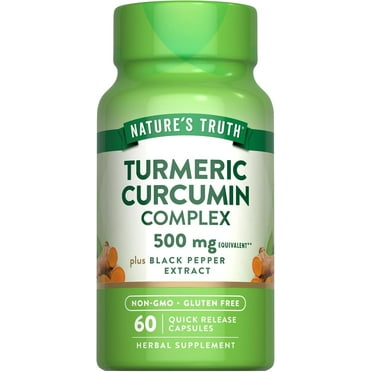 Turmeric Curcumin | 60 Capsules | 500mg   3mg Black Pepper Extract  | Non-GMO, Gluten Free Supplement | by Nature's Truth