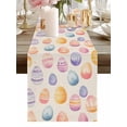 thumbnail image 2 of Burlap Table Runner 120 Inches Long, Easter Watercolor Egg on Burlap Non-Slip Kitchen Table Runners for Dining Room Everyday Use Party Table Decorations Rustic Colorful Eggs Floral, 2 of 9