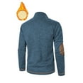 thumbnail image 5 of Men's Sherpa Lined Sweatshirts Stand Collar Quarter Zip Fleece Pullover Tops with Leather Elbow Patches Winter Warm Hoodless Hoodies Athletic Workout Outfits Sport Comfy Clothes, 5 of 6
