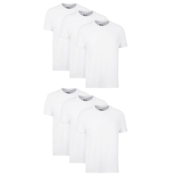 Hanes Men's Value Pack White Crew TShirt Undershirts, 6 Pack