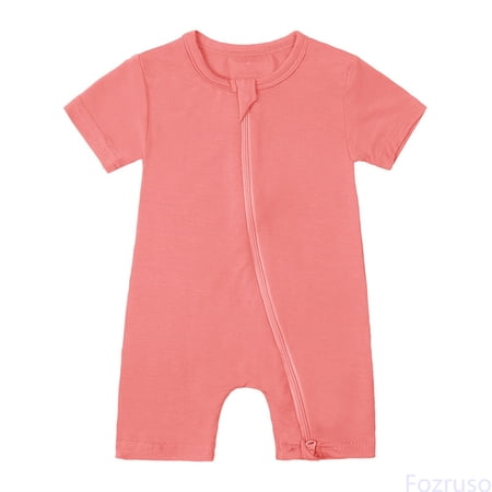 Fozruso Baby Girls Boys Rompers Pajamas Zipper Short Sleeve Sleeper Jumpsuit One Piece Jumpsuit Romper Sizes 12-18 Months