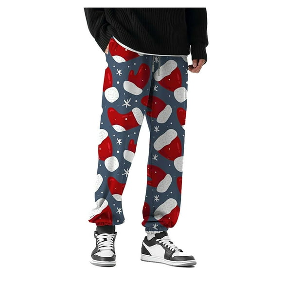 JHLZHS Mens Linen Pants Casual Set Men's Loose Mid Waist Christmas Print Casual Sweatpants Men Mens Casual Pants Stretch Waist Baggy Cargo Pants Men Green