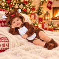 thumbnail image 6 of REDARER Baby Christmas Reindeer 3PCS Set Hooded Romper with Foot Covers Warm Outfit for Autumn Winter Holiday Photography,0-3 Months, 6 of 8
