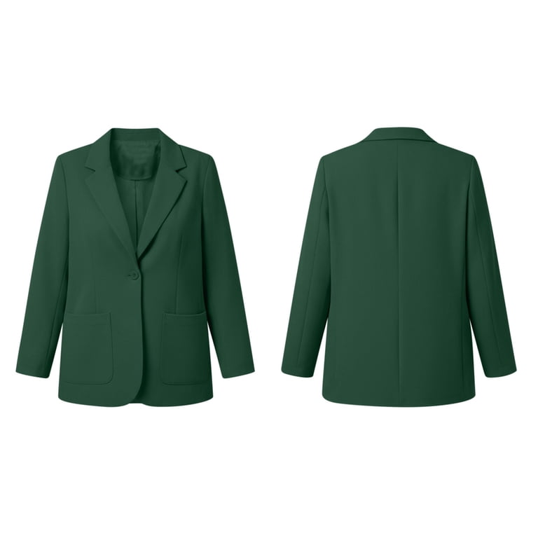 Stamzod Womens Blazers for Work Casual Plus Size Blazer Lapel Open-Front Long Sleeve Suit Dress Jacket with Pockets Green C L, Women's, Size: Large