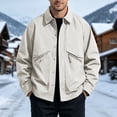thumbnail image 2 of LODIENY Mens Big and Tall (M-5XL) Jacket Classic Fit Collared Outdoor Windbreaker Relaxed Fit Snap Button Coat with Zipper Pockets White L, 2 of 5