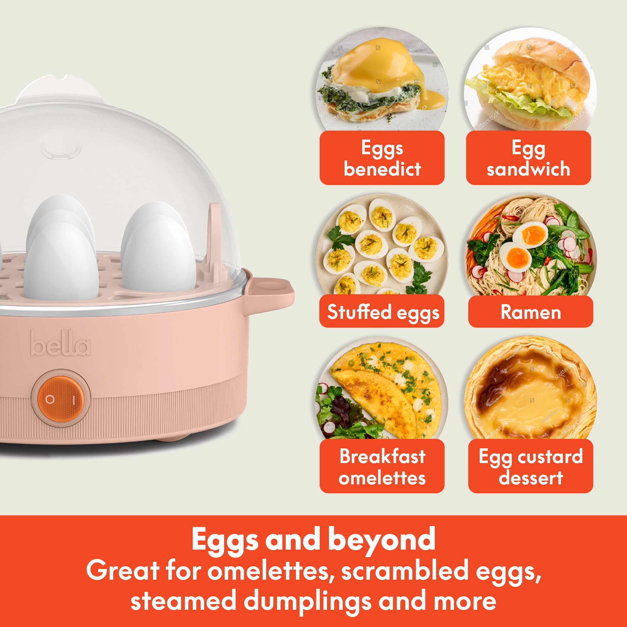 bella 7-Egg Electric Egg Cooker for Hard, Soft Boiled Eggs, Blossom