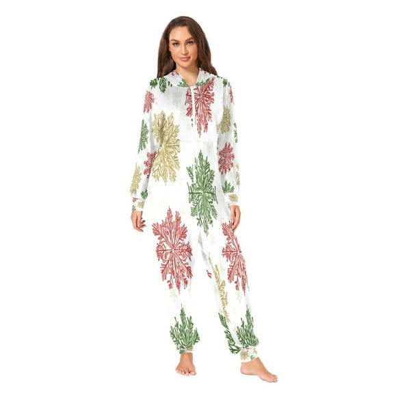 IAUYY Unisex Adult Onesie Pajamas Ultra-Soft Crystal-Soft Fabric, Halloween Adult Onesie Pajamas Adults,With a Zipper Plus Size Onesie Pajamas, A Winter Festival Design