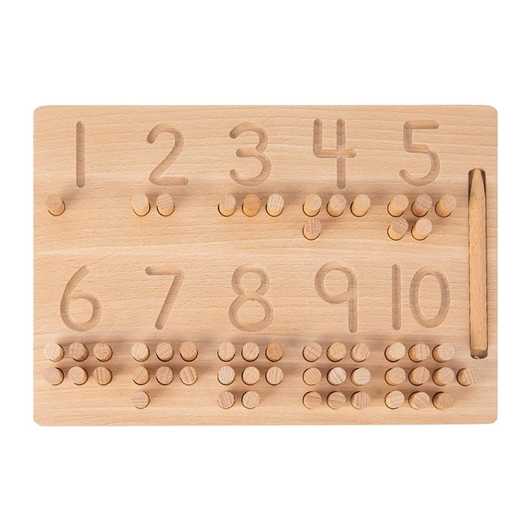 Wooden Tracing Board Early Learning Number Recognition Handwriting Aids  Fine Motor Game Educational Toy for Gift Ages 3- Children
