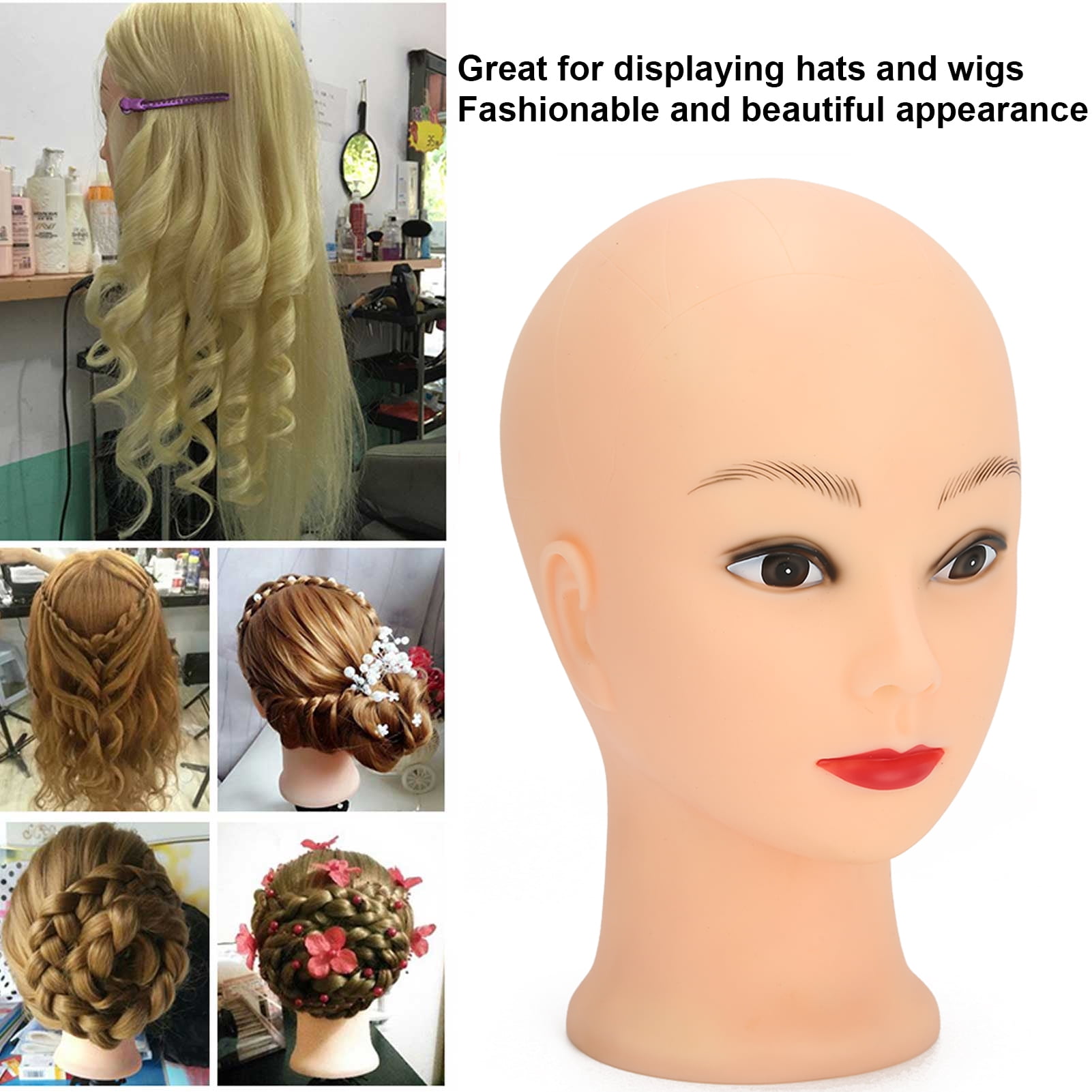 Female Bald Mannequin Doll Head for Wig Making, Hats, Eyeglasses,  Displaying 