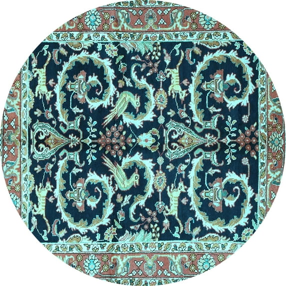 Ahgly Company Indoor Round Animal Light Blue Traditional Area Rugs, 6' Round