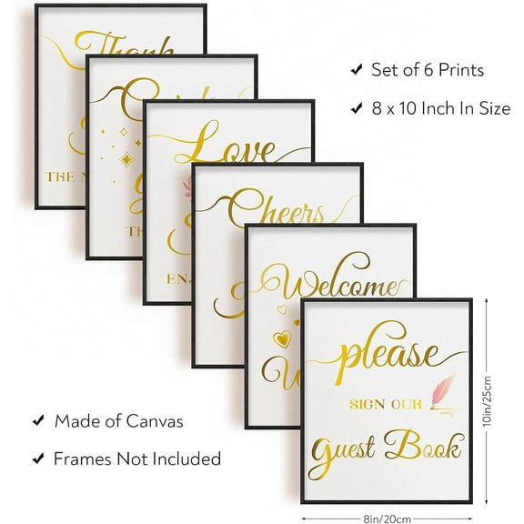 6pcs/Set Wall Decor Painting Canvas Wall Art Wedding Theme Fiber Oil Canvas Hanging Painting Canvas Art Canvas Printing Artwork Wall Decoration Painting for Home(20 * 25cm)