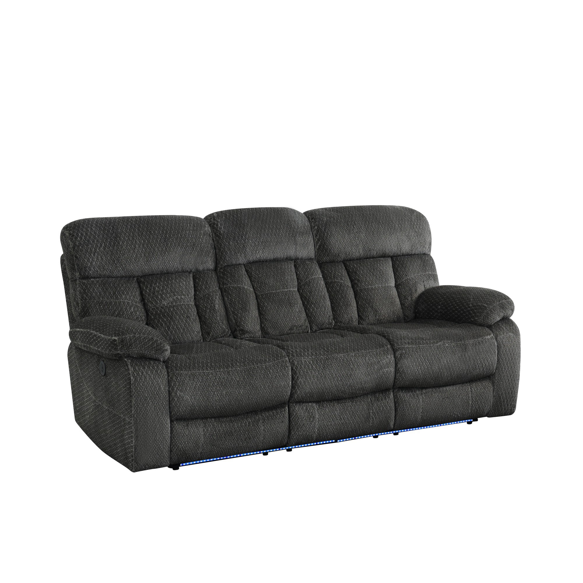 Gewnee 3‑Seater Power Recliner Sofa, Flocking Upholstery, USB Charging Port, Flip‑Up Tea Table, LED Ambient Light, Home Theater Seating for Living Room，Grey