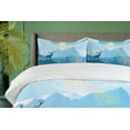 thumbnail image 4 of Ambesonne Deer Hunting Duvet Cover Set, Mountain Fauna Sunrise, 2-Calking, Cream Sea Blue, 4 of 7