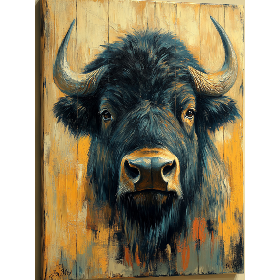 Majestic Bull Canvas Wall Art， Suitable for Living Room， Bedroom， Office， Dining Room， and Farmhouse Decor.