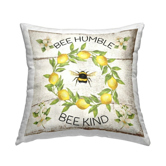 Stupell Industries Bee Humble & Kind Rustic Design by Creatif Belle Outdoor Printed Pillow