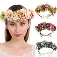 thumbnail image 4 of Headband Hair Garland Floral Headdress Rose Crown Flower Garland Halo Bohemian Party Wedding, 4 of 5