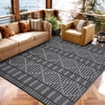 thumbnail image 5 of FairOnly 9'x12'Modern Geometric Reversible Outdoor Rug Waterproof Portable UV Resistant Mat for Outdoor Living,Black Grey, 5 of 6