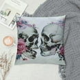 thumbnail image 2 of Nawypu  Throw Pillow Cover Flower Skull Day of Dead Vintage Rose Peony Halloween Design Pattern Gothic Decor Lumbar Pillow Case Cushion for Sofa Couch Bed Standard Queen, 2 of 5