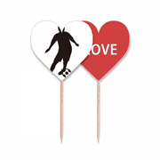 Soccer Football Sports Outline Toothpick Flag LOVE Heart Lable Cupcake Pick