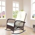 thumbnail image 6 of Stylish Rattan Rocking Chair with Tall Backrest and Wide Armrests in Dark Brown, Perfect for Your Garden or Backyard, 6 of 8