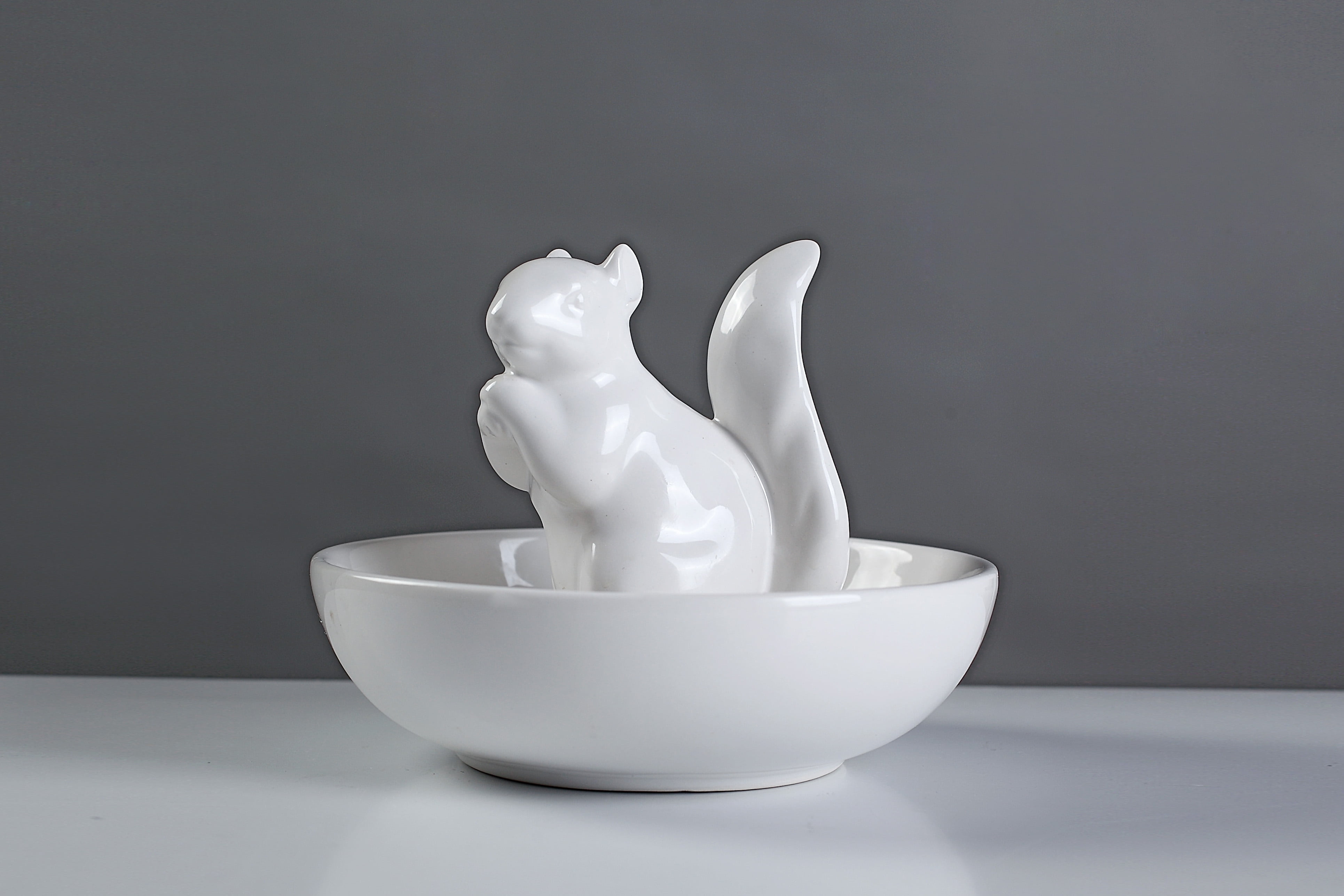 Ceramic Squirrel Stand Candy Dish... LA JOLIE MUSE Nut Bowl Snack Serving Dish