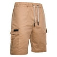 thumbnail image 2 of MIUOWANP Men's Drawstring Elastic Waist Cargo Shorts with Utility Multiple Pockets Solid Color Durable Relaxed Hiking Shorts Size XXXL(12)Khaki, 2 of 4