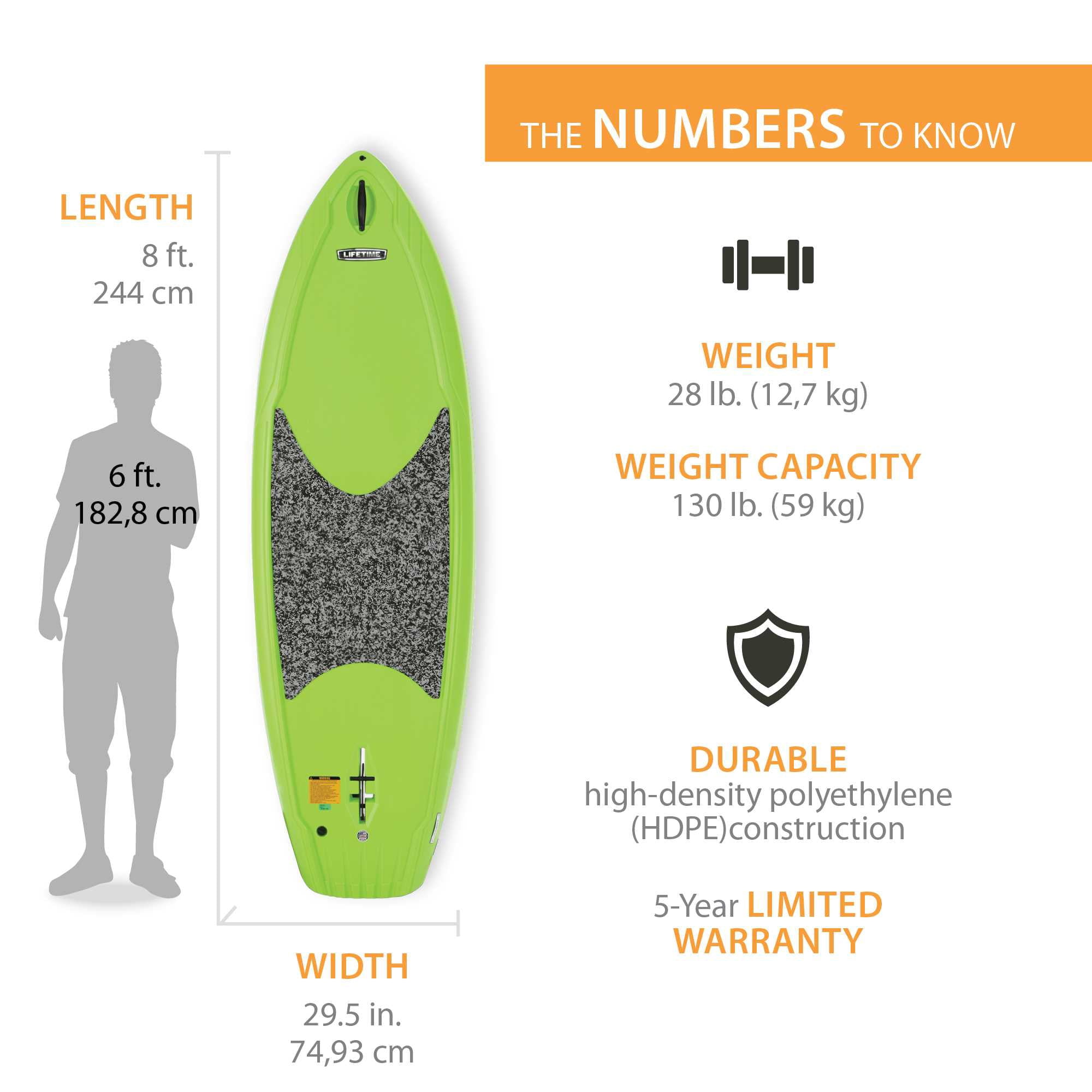 Lifetime Hooligan 8 ft Youth Stand-Up Paddle Board with Paddle, Lime Green (90699)