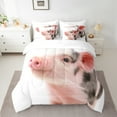 thumbnail image 2 of Manfei 3D Pink Pig Twin Bedding Sets 7-Piece, Kawaii Farm Animal Bedding Comforter Set, Teens Boys Girls Kids Sheet Sets, Breathable Home Decor, 2 of 7