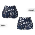 thumbnail image 5 of Haiem Cherry Blossoms on Navy Background No Front Seam Biker Shorts for Women Yoga Workout Gym Bike Shorts with Tummy Control Moisture-Wicking-Medium, 5 of 9