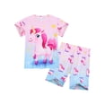 thumbnail image 2 of QEFJNO Kids Girls Pajamas Set 2 PCS Short Sleeve Top and Shorts Pants for Toddler Girls Unicorn Pjs Size 3-8Y, 2 of 7